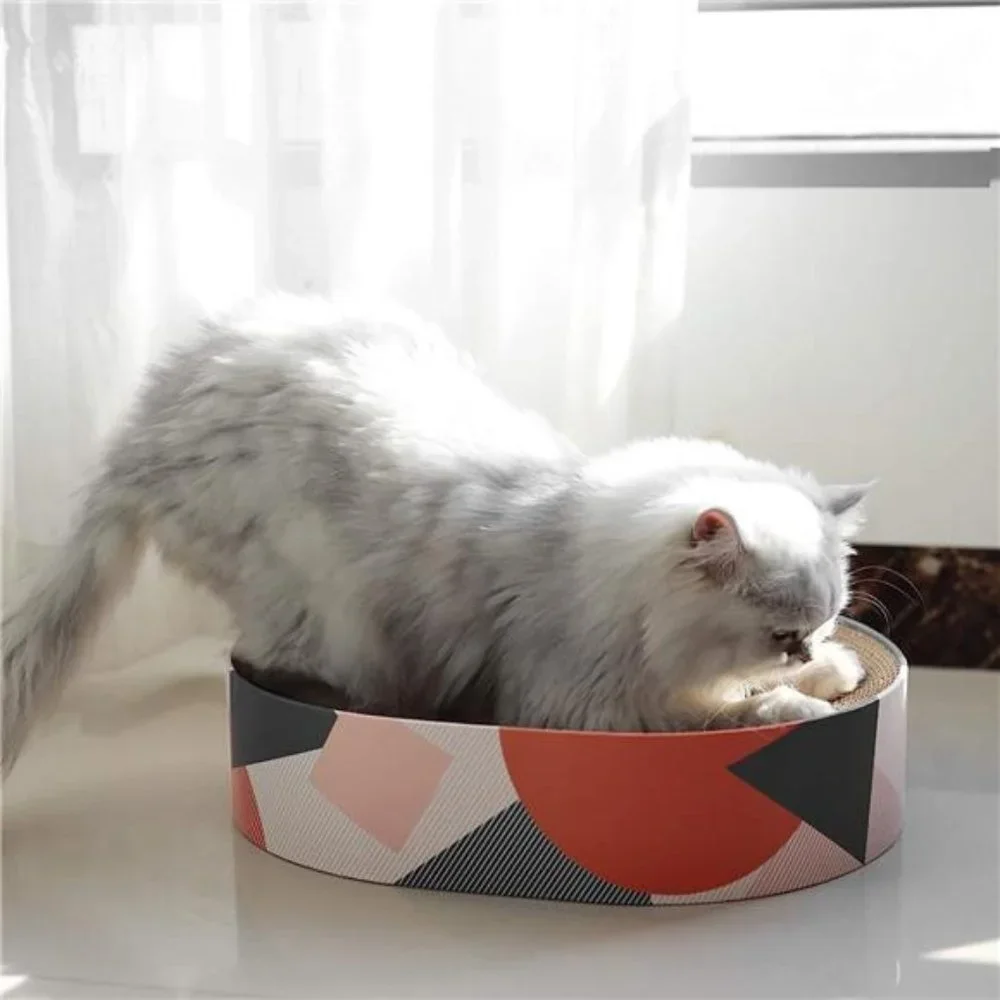 Cat Scratcher Carboard Bed Lounge Couch for Indoor Cats Oval Shape 17